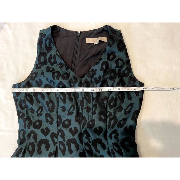 Ann Taylor Loft Women's Mini Dress Fit & Flare Leopard Print Black Green Size 0P - Picture 6 of 10